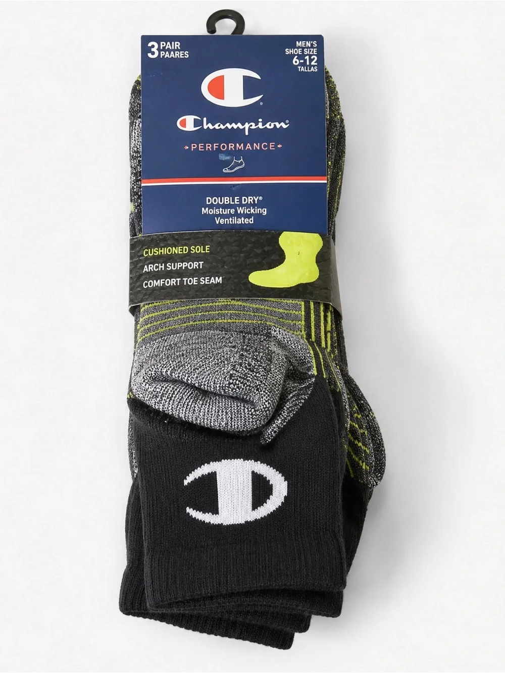 NWT Champion Men’s Performance Ankle Running Socks 3-Pack Size 6-12